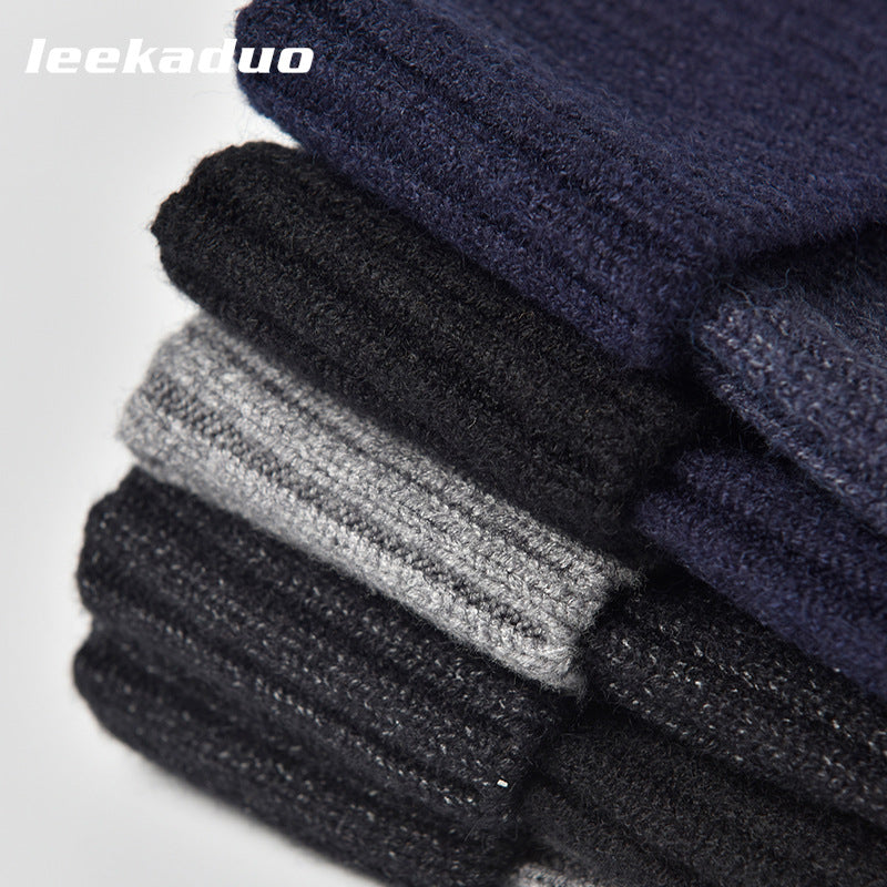 Rabbit velvet core-spun yarn knitted hat winter new men's and women's warm wool hat crimped hat outdoor dome pullover hat