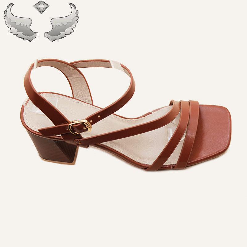 Yiwu stall women's shoes summer thick heel sandals fashion versatile high heels Factory Ladies Sandals