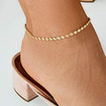 European and american geometric disc plain chain anklet creative beach foot chain tassel sequin stainless steel chain elegantcasual
