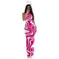 Amazon ins same style sleeveless tie-dye zebra print printingsilmsexy hip-hugging long women's dress