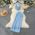Accessible luxury holiday style halter camisole skirt two-piece set women's summerslimming lookwork clothingelegantsuit skirt