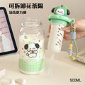 New tritan cartoon plastic water bottle - stylish, portable straw cup for students, kids, and adults with tea infuser