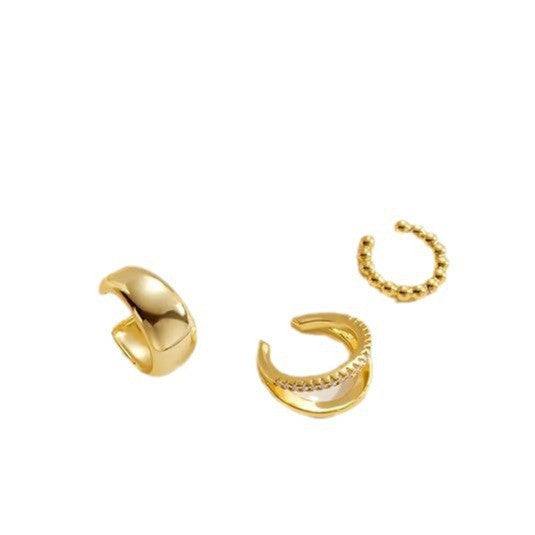 fashionclassyfashion women's earrings, ring-shaped single ear set earrings, copper-plated 14k real gold ear clips