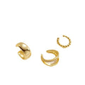 fashionclassyfashion women's earrings, ring-shaped single ear set earrings, copper-plated 14k real gold ear clips