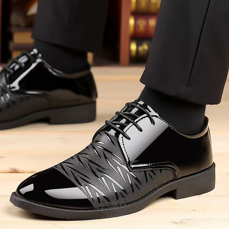 Spring/summer new men's leather shoes - versatile korean style, british fashion, trendy men's business shoes, hollow-out lace-up casual shoes