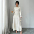Amazon cross-border e-commerce new long-sleeved knitted maxi dress with ruched detail - elegant style