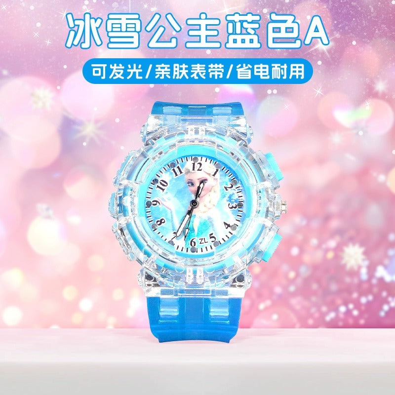 Elsa princess kids watch - girls' luminous electronic watch, cartoon toy, preschool 3-6 years old, waterproof night light