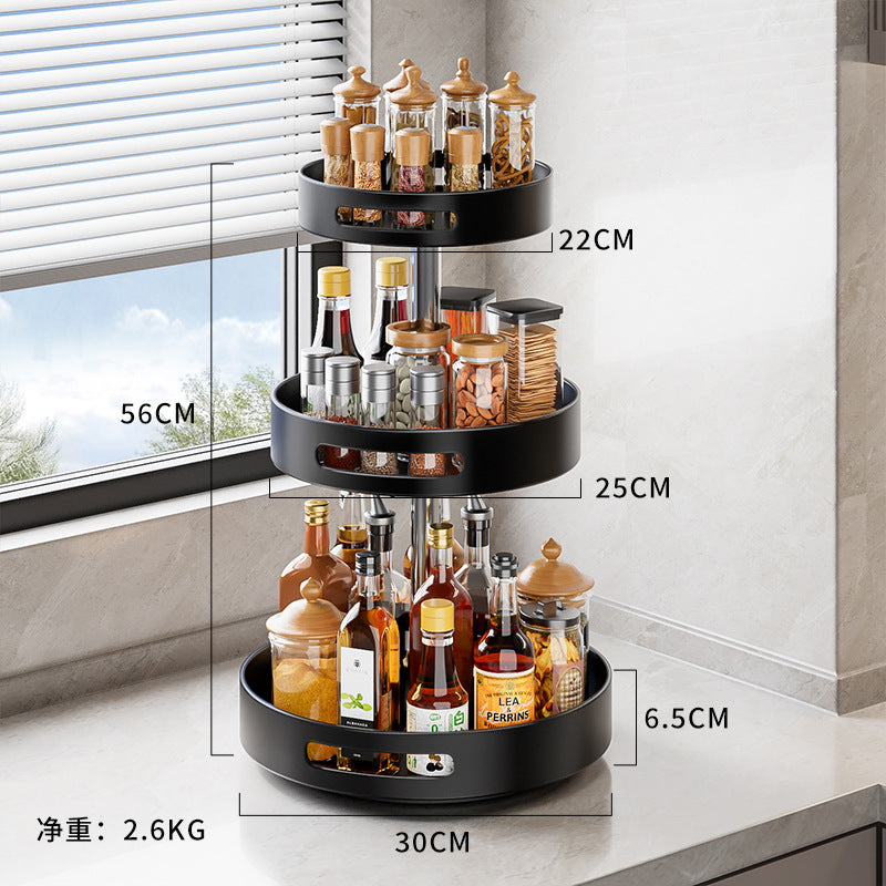Stainless steel seasoning rack 360 ° rotation convenient rack countertop thickened stainless steel double-layer multi-functional storage