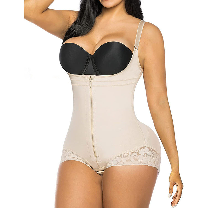Export one-piece bodysuit, tummy control, hip lift, bodysuit, body shaping underwear, one-piece triangle zipper body shaping pants