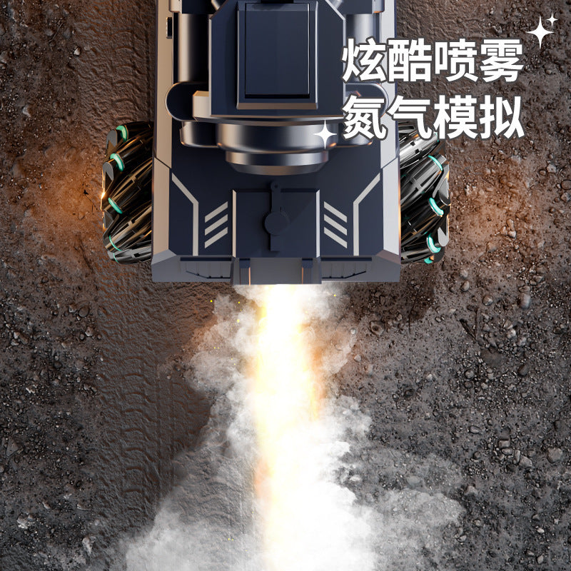 Wholesale cross-border remote control toy cars: stunt electric spray water bomb launcher tank with lights and music for kids