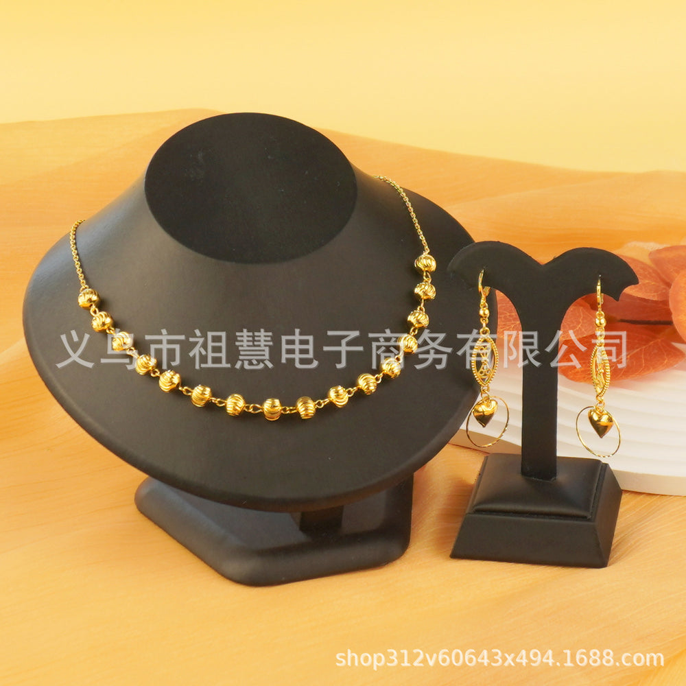 Two-piece set: new middle eastern dubai ethiopian women's pendant necklace and earrings, african sunflower style