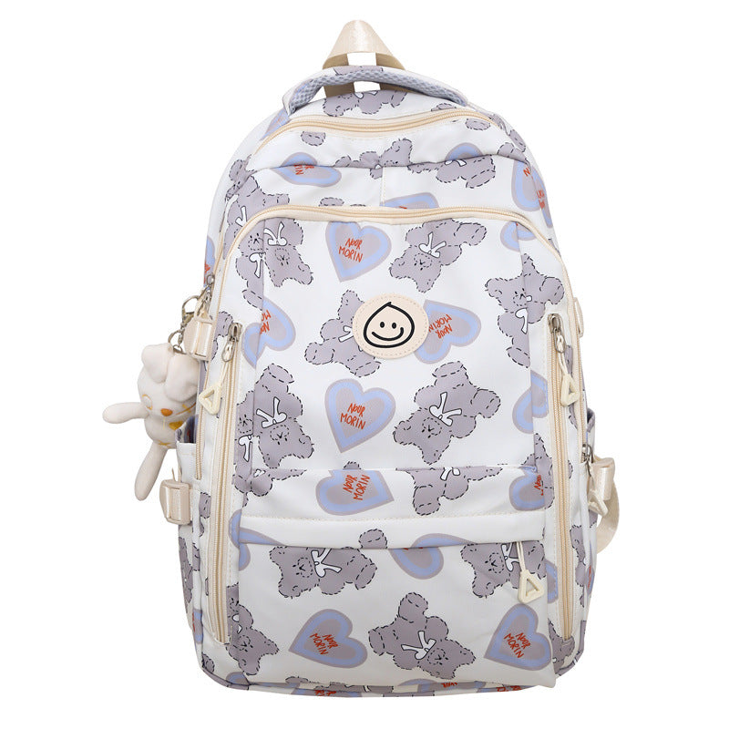 School bag ins campus wind backpack female floral solid color large capacity high school student school bag travel computer backpack