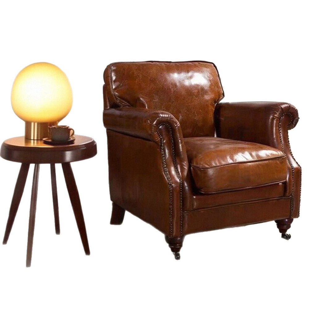 Sofa retro style single sofa chair accessible luxury oil wax leather tiger chair casual chair oil wax leather american sofa