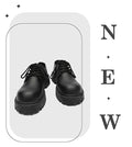 Men's leather dress shoes: spring casual retro chunky platform derby shoes, british style black wide fit trendy shoes