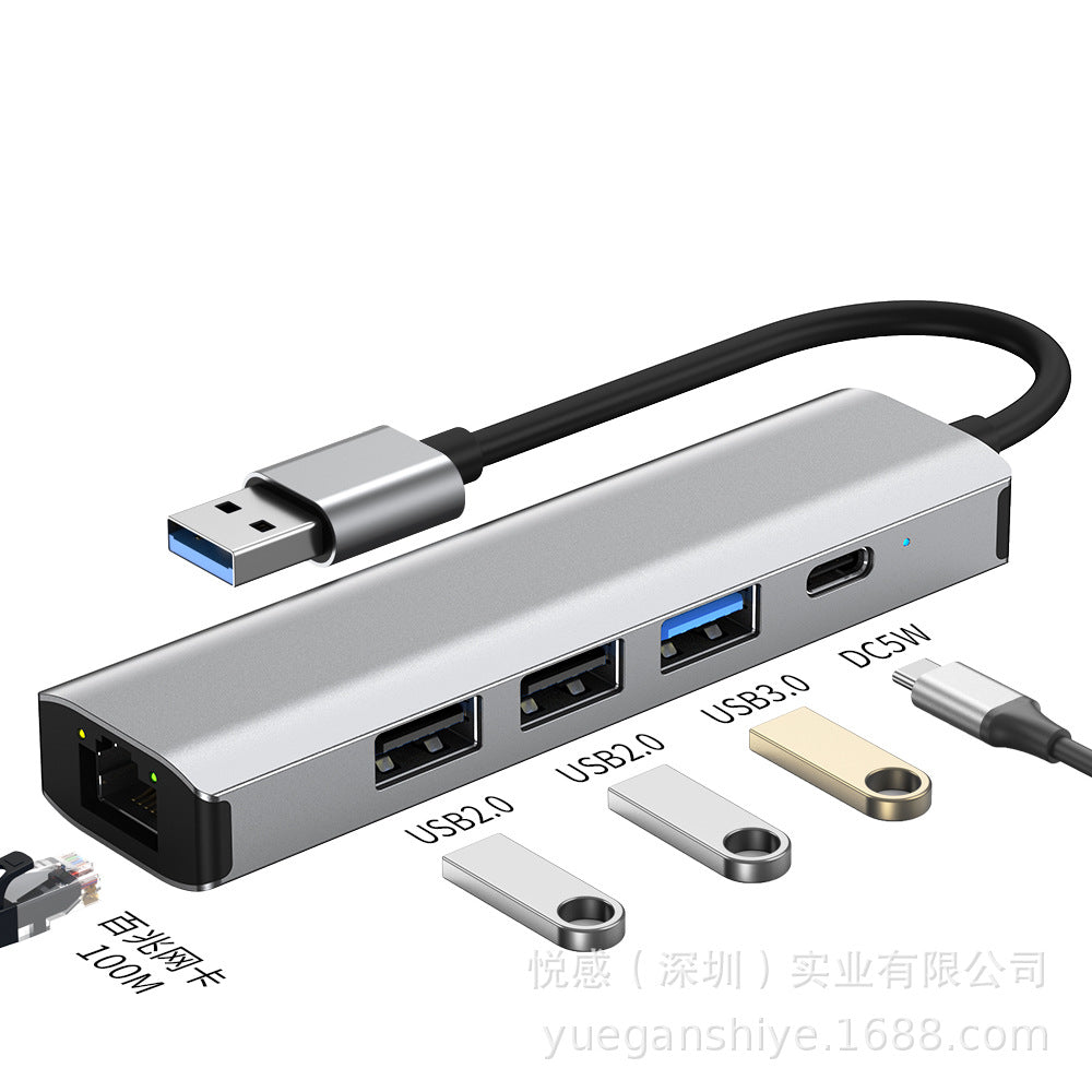 type-c docking station usb hub3.0 converter notebook driver-free network card five-in-one docking station