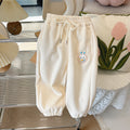 Kids' spring/autumn casual pants, baby sweatpants, girls' loose-fit outerwear trousers, new autumn collection for toddlers and young children, trendy children's clothing