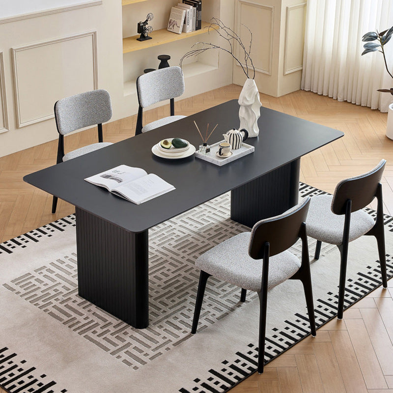 Foshan pure black slate dining table and chair set small apartment dining table for home restaurant rectangular shunde dining table