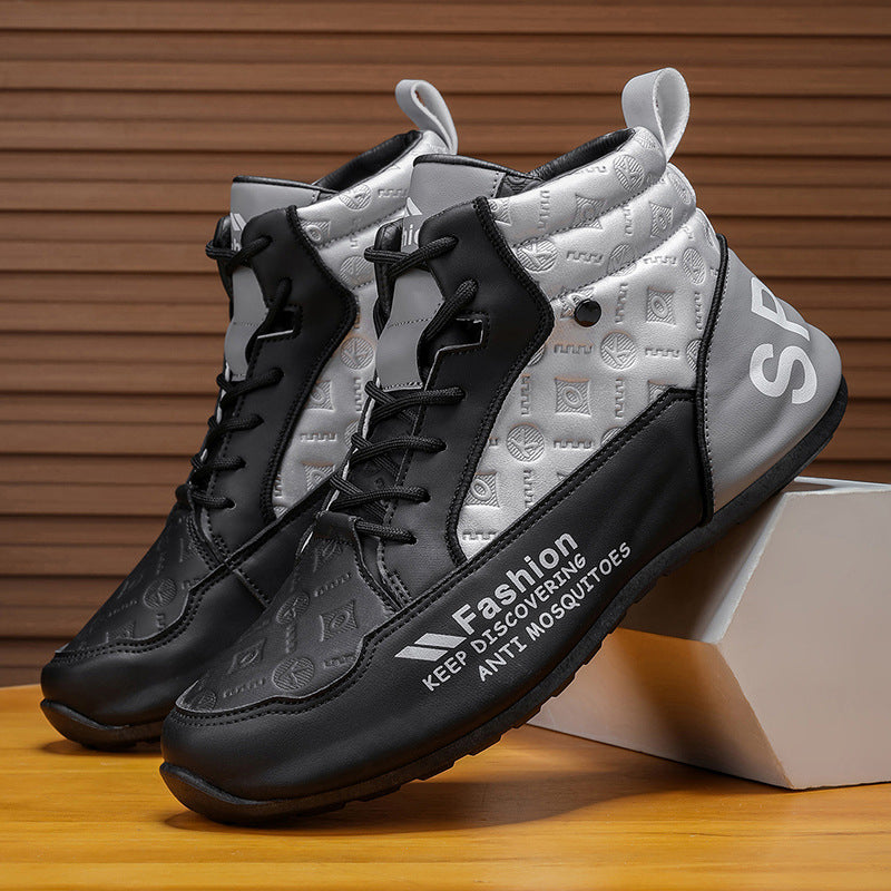 2025 spring new men's high-top shoes, men's martin boots, white men's casual sneakers, student trendy shoes