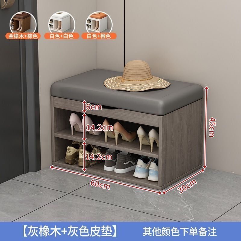 Entrance shoe changing stool, household shoe cabinet with seat, three-layer all-in-one flip-top storage shoe rack