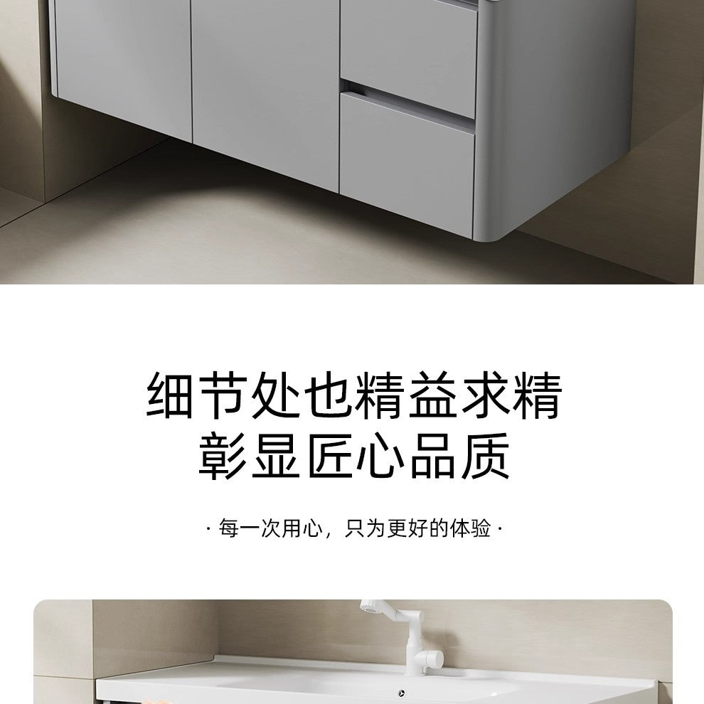 Bathroom cabinet ceramic all-in-one basin sanitary for home wash basin wash basin combination honeycomb aluminum storage j mirror