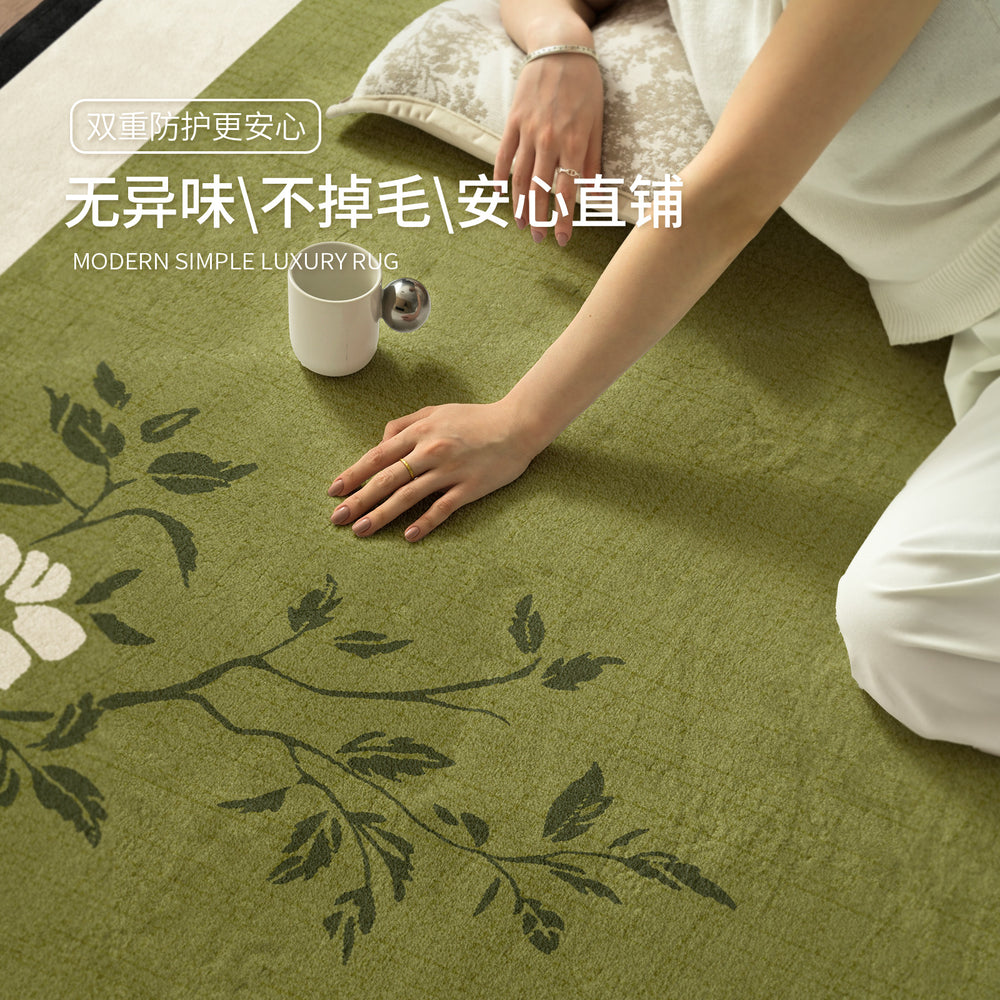 Carpet living room green new arrival medieval style stain-resistant waterproof floor mat no-wash and wipeable classy bedroom bedside floor mat