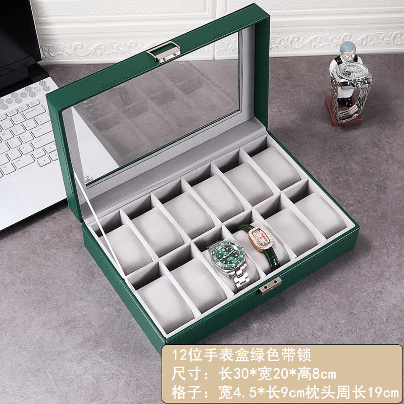 New double-layer 20-digit watch box with sunroof watch jewelry storage box bracelet box large-capacity watch collection box