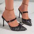 summer new polka dot pointed-toe high heel women's shoes - bow-tie closed-toe stiletto heel sandals & slippers - cross-border e-commerce