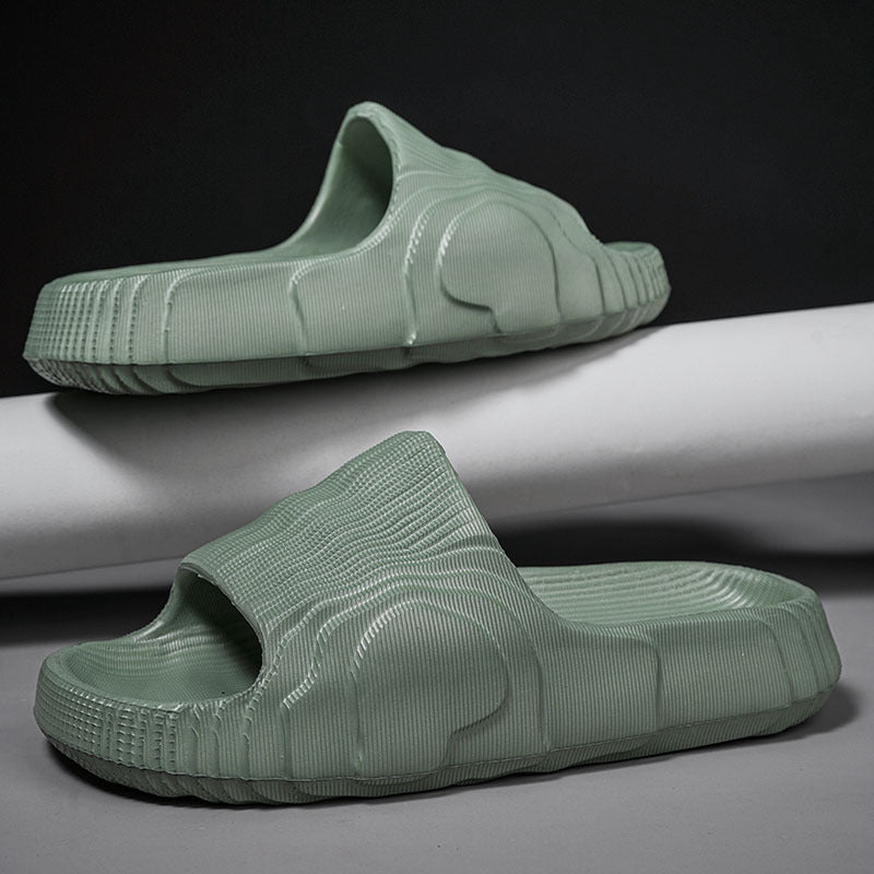 2024 new summer one-word slippers thick-bottomed double-size bathroom home wear, stepping on shit feeling, men's and women's versatile models wholesale