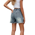 Wishfashion cross-border foreign trade summer new  independent station washed casual denim rivet raw edge shorts
