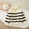 Kids' fall/winter korean style striped sweater cardigan - girls' knitted open front top with zipper detail