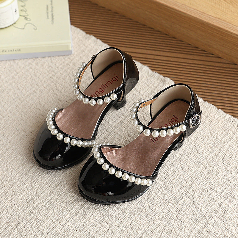 Vancahao girls' leather shoes  new children's hostess leather shoes girls' performance catwalk princess shoes