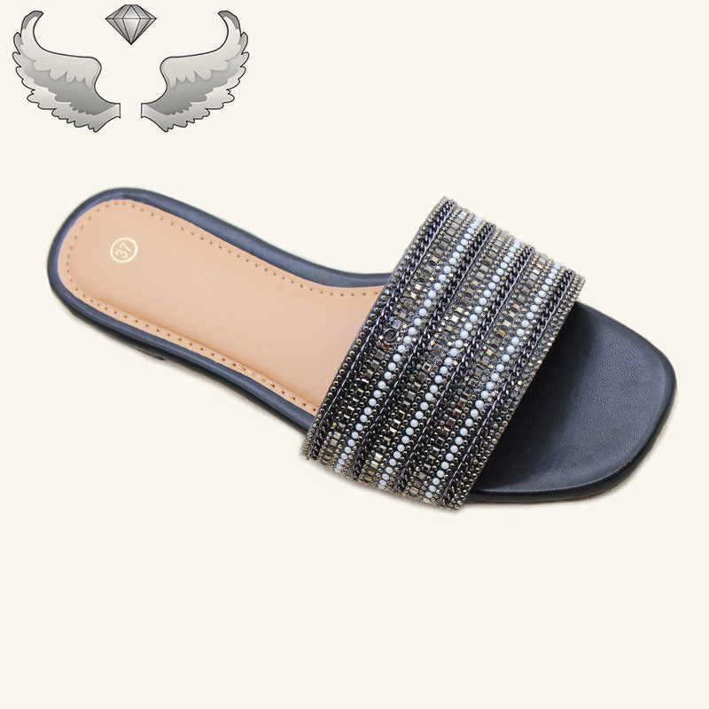 Belize  wholesale new summer wear rhinestone fashion flat sandals Wholesale Slippers