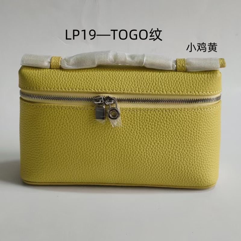 Lp19 genuine leather lunch box bag new arrival gigi same style kelly bag pebbled cowhide satchel bag simple shoulder bag for women