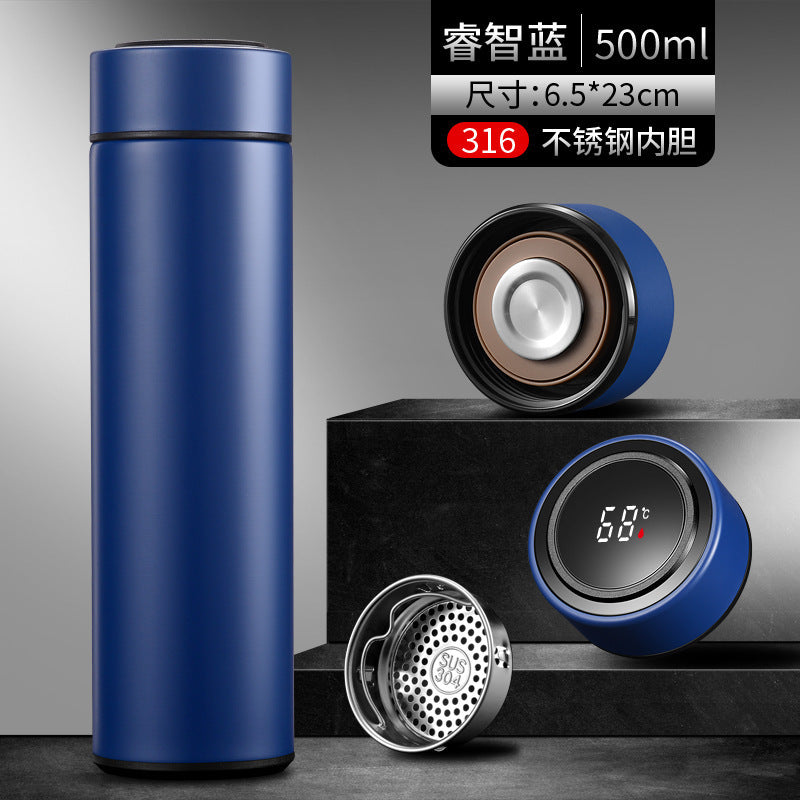 Digital display 316 stainless steel thermos - smart temperature monitoring, straight cup design, business gift, promotional water bottle with custom logo