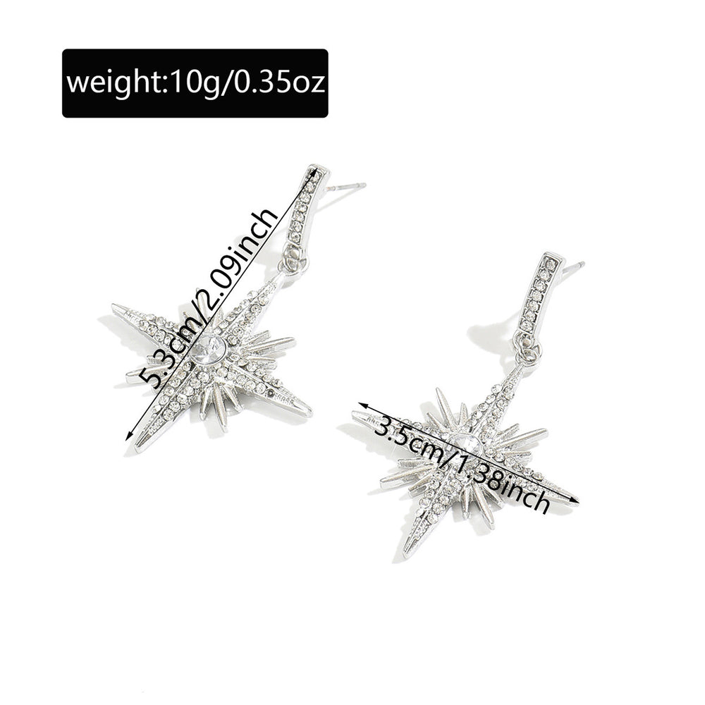 European and american cross-border cold style star earrings for women, trendy sweet and cool, irregular eight-pointed star, diamond-encrusted, light luxury earrings wholesale