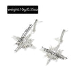 European and american cross-border cold style star earrings for women, trendy sweet and cool, irregular eight-pointed star, diamond-encrusted, light luxury earrings wholesale