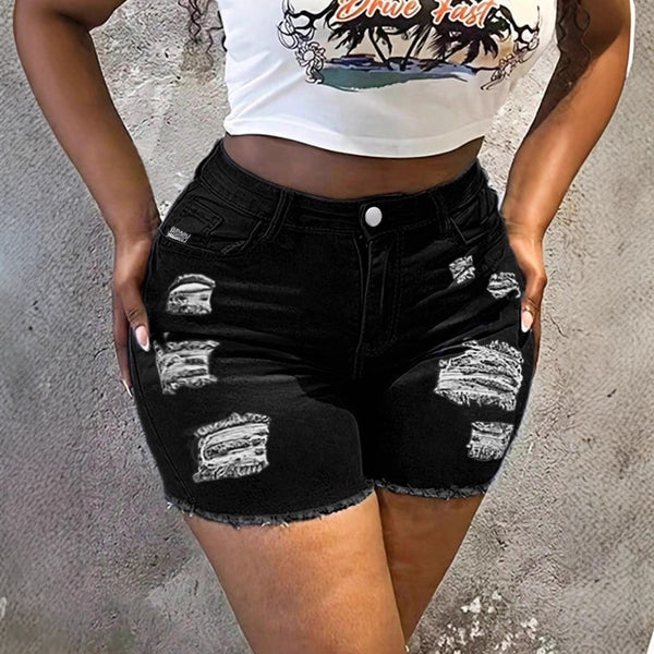 2024 new  WISH  e-commerce trend ripped hip lift women's denim shorts