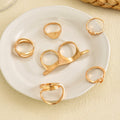 European and american cross-border jewelry: irregular geometric line ring set, minimalist heart double finger 6-piece ring wholesale