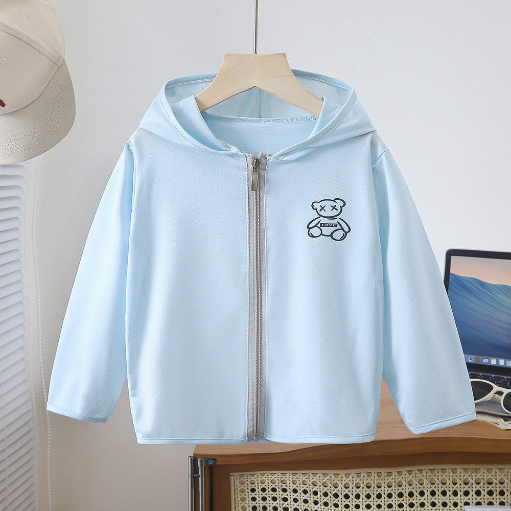 Ice silk thin kids sun protection clothing breathable sun protection boys and girls sun protection clothing baby skin clothing summer sun protection shirt
