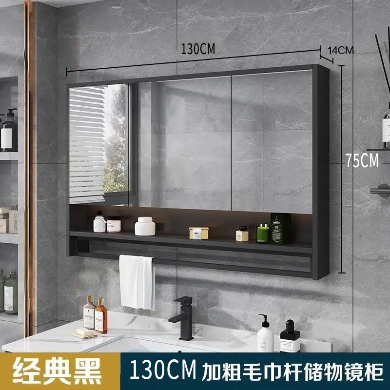 Light luxury bathroom smart mirror cabinet separate bathroom wall-mounted mirror box touch anti-fog integrated cabinet with lamp storage