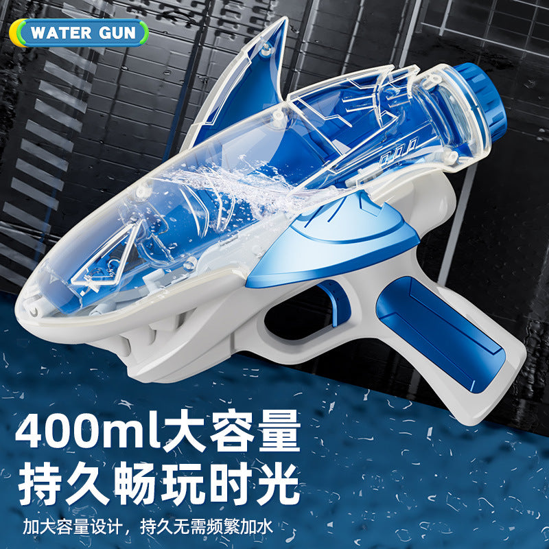 【customizable】electric shark water gun - fully automatic, light-up, fire-breathing, continuous fire water gun toy for kids - perfect for summer water fun!