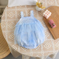 korean style baby girl summer princess romper dress - perfect for crawling, outdoor wear, and baby's first month celebration - includes mesh skirt detail