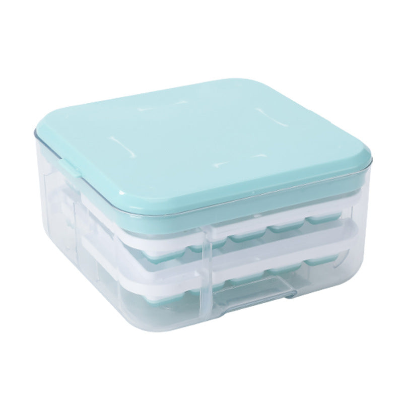 One bite summer ice cube box commercial silicone ice grid with lid ice box food grade ice cube mold press ice grid