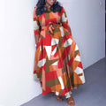 women's autumn fashion dress: european and american style, plus size, stylish print, elegant, tie-waist, a-line silhouette, suitable for cross-border e-commerce