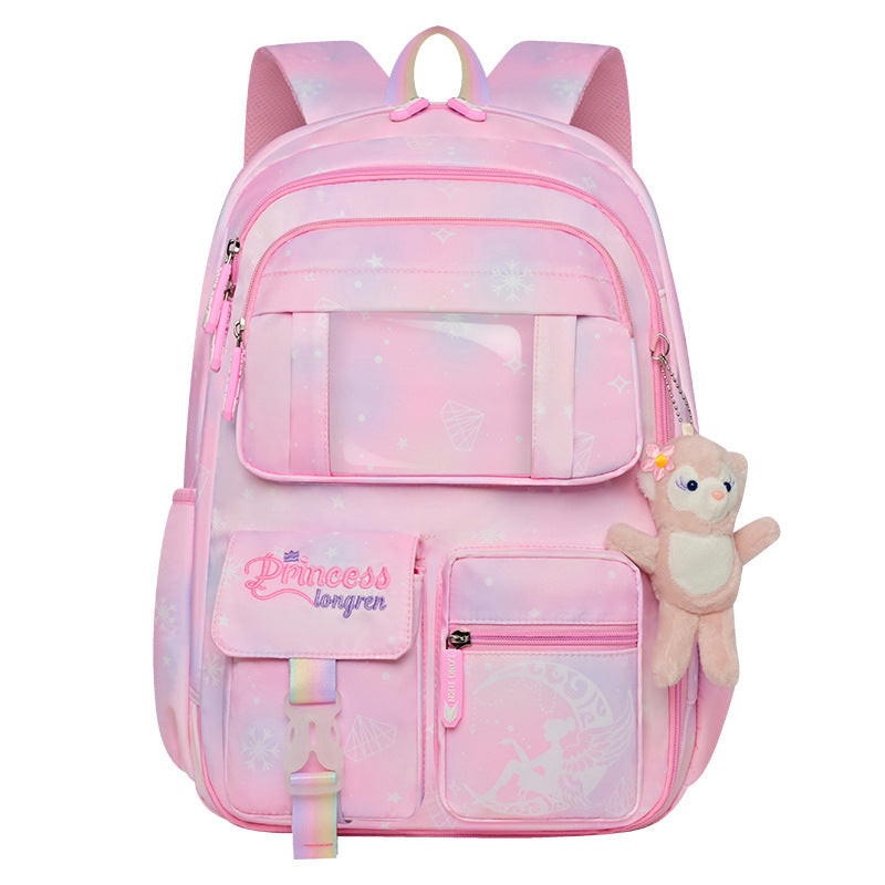 New high-value primary and secondary school schoolbag for girls, light children's backpack for girls in grades 3 to 6