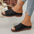 summer new arrival: plus-size women's casual comfort floral cutout slip-on flat sandals - wholesale