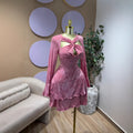European and american cross-border chic women's spring  new solid color long sleeve crisscross bandeau bodycon mini dress