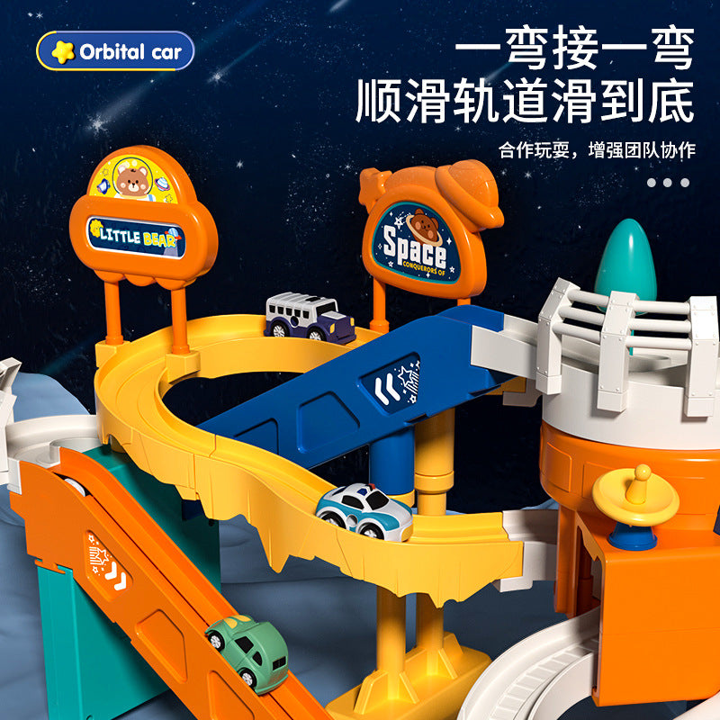 Kids' rocket space adventure challenge: boy's track car toy, mini car building parking garage puzzle - wholesale