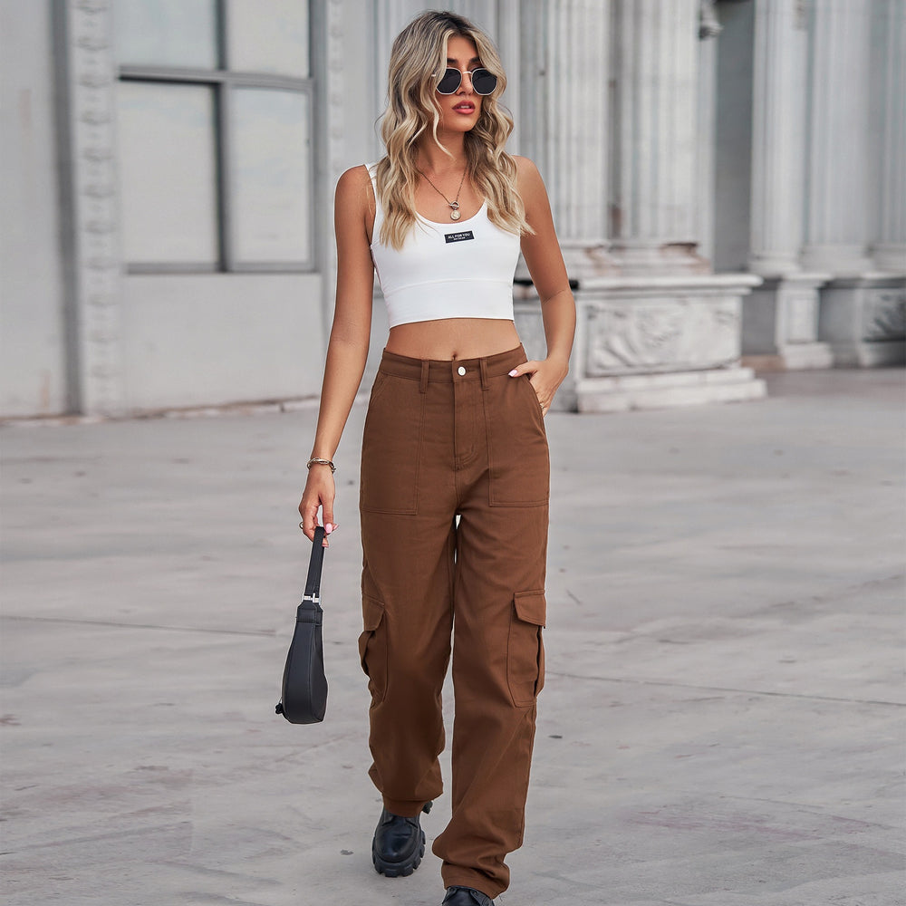 Insfashion cross-border  new arrival denim semi-elastic design stylisheasiest for matchworkwear pants  women's fashion