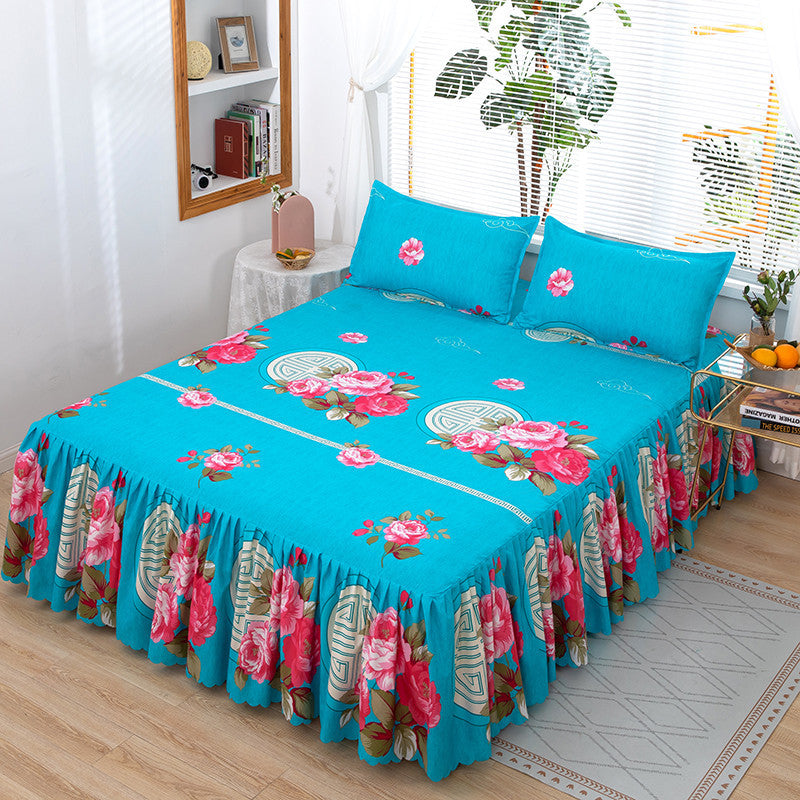 Korean style bed skirt bedspread single piece princess style bed skirt bed cover fitted sheet no pilling no shrinkage casual double 1.8m